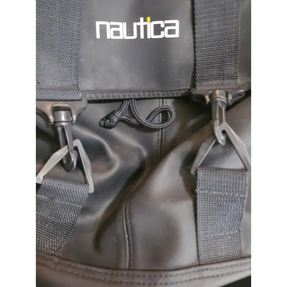Vintage Nautica Rubber Backpack Bag Sail Sport Travel 90s Navy Yellow